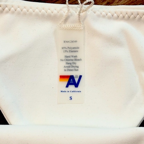 Aviator Nation Bikini Bottom - Hi-Cut Color Block Cheeky - Vintage White & Black - Picture 8 of 8